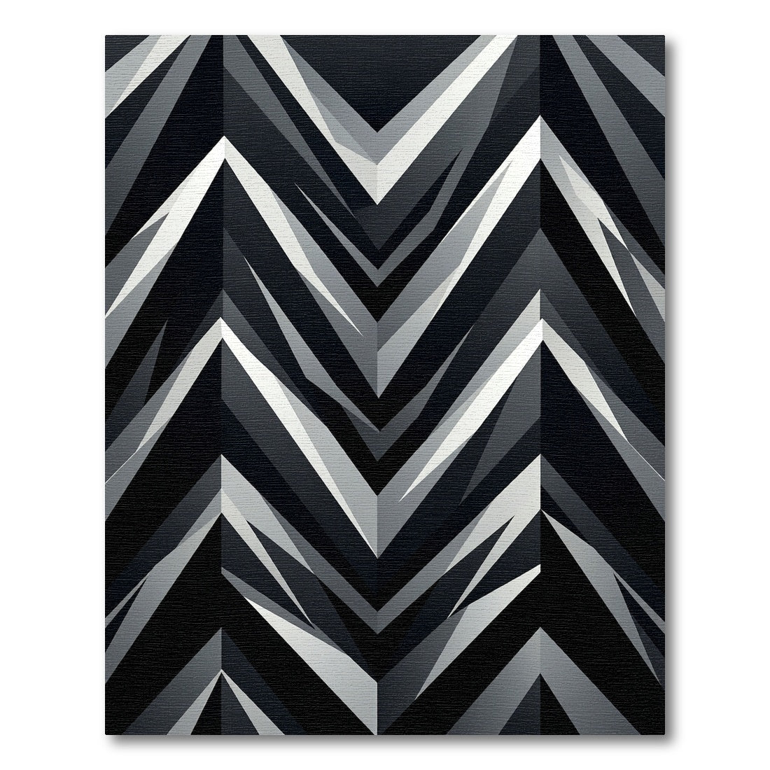 Monochrome Geometric Chevron Layers Rug
