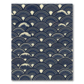 Navy Blue Japanese Wave Ripple Art Rug