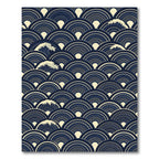 Navy Blue Japanese Wave Ripple Art Rug