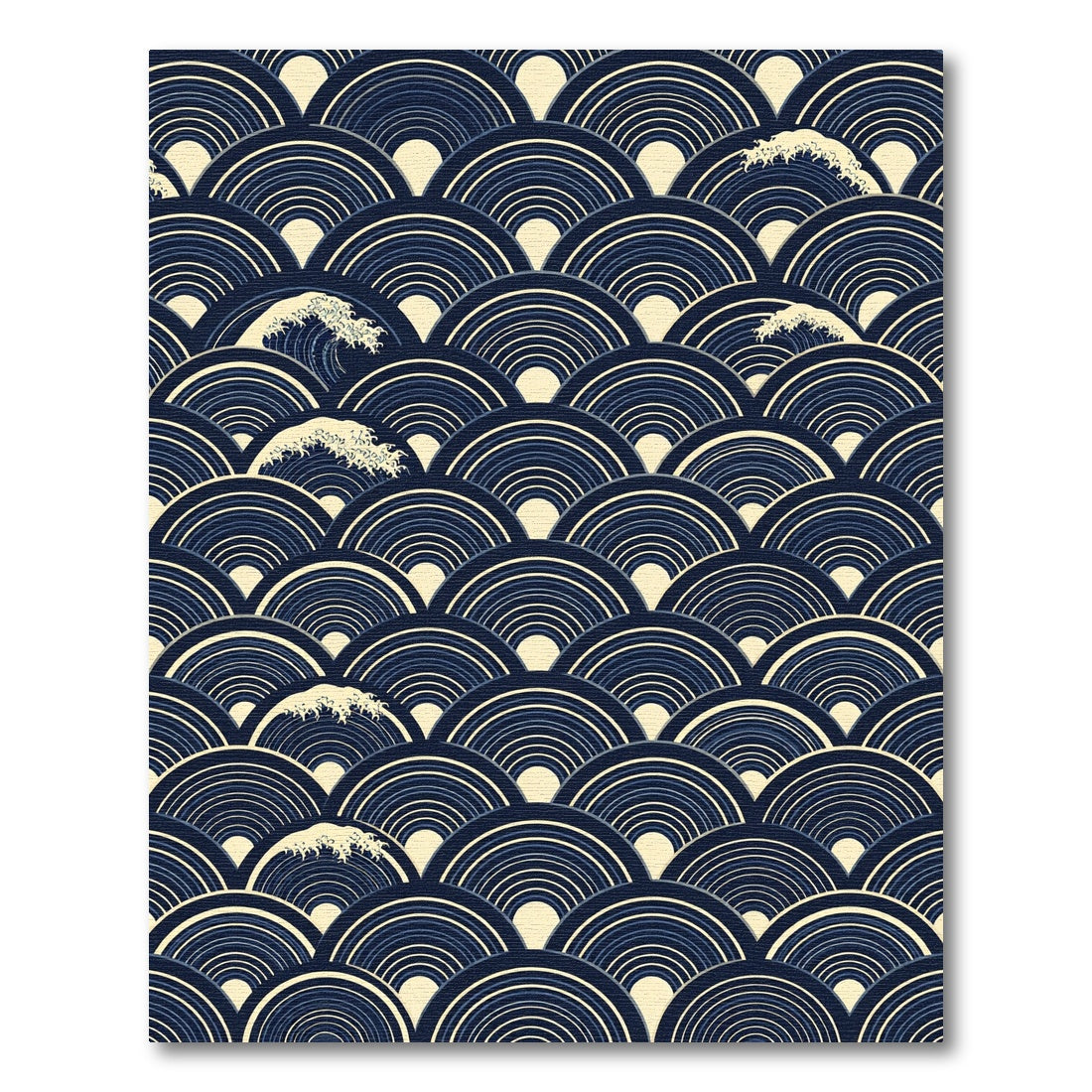 Navy Blue Japanese Wave Ripple Art Rug