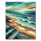 Abstract Coastal Horizon Brushstrokes Rug