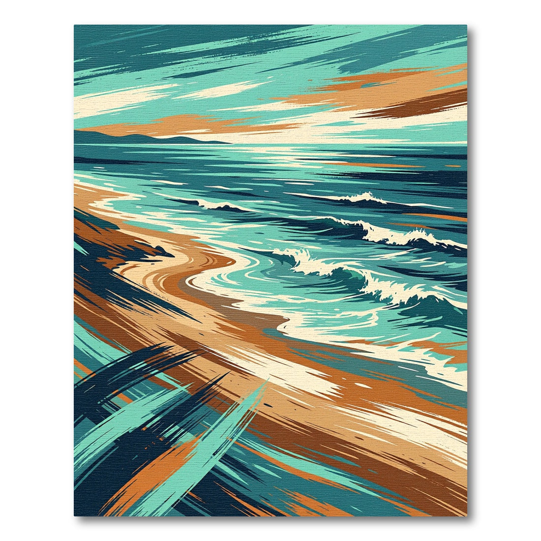 Abstract Coastal Horizon Brushstrokes Rug