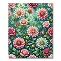 Blooming Rose and Dahlia Floral Meadow Rug