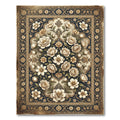 Cream Floral Arabesque Navy Rug
