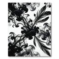 Black Ink Feather Swirl Abstraction Rug