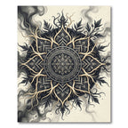 Monochromatic Floral Sunburst Mandala Rug