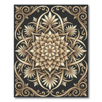 Golden Floral Mandala Ornate Rug