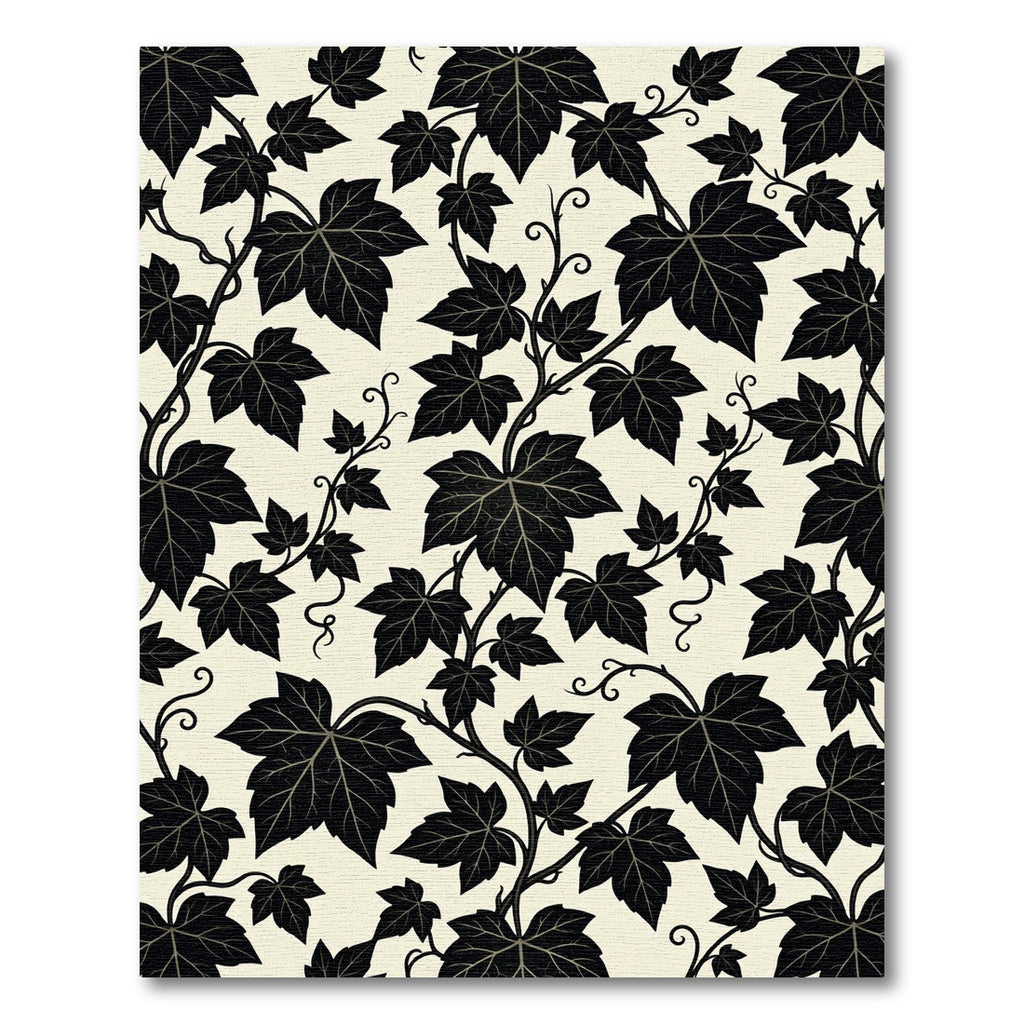 Black Grapevine Leaf Botanical Art Rug