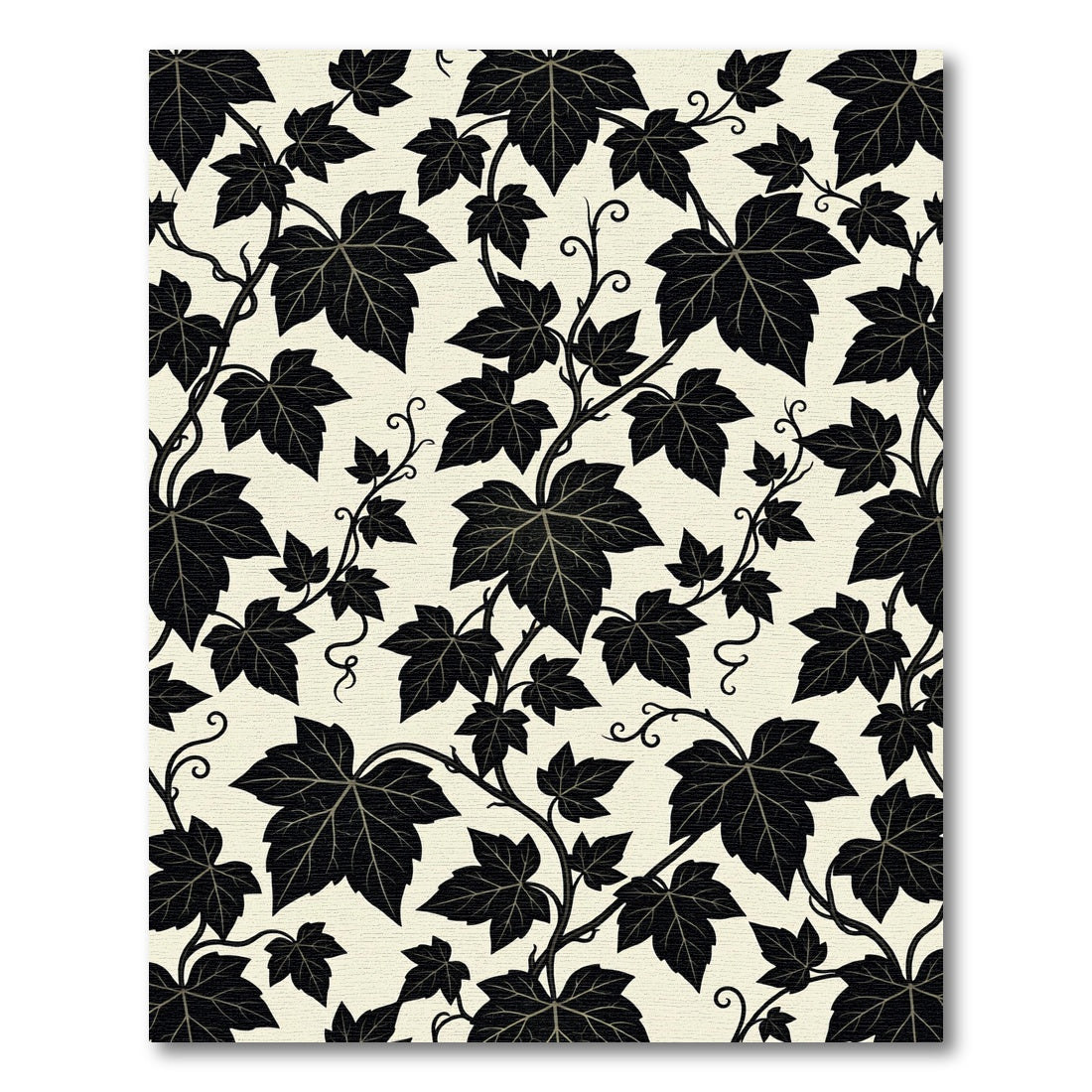 Black Grapevine Leaf Botanical Art Rug