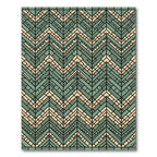 Sage Green Geometric Herringbone Zigzag Rug
