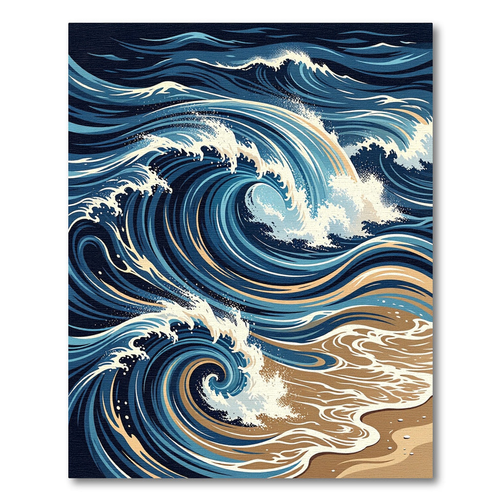 Abstract Navy Swirl Ocean Wave Art Rug