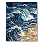 Abstract Navy Swirl Ocean Wave Art Rug