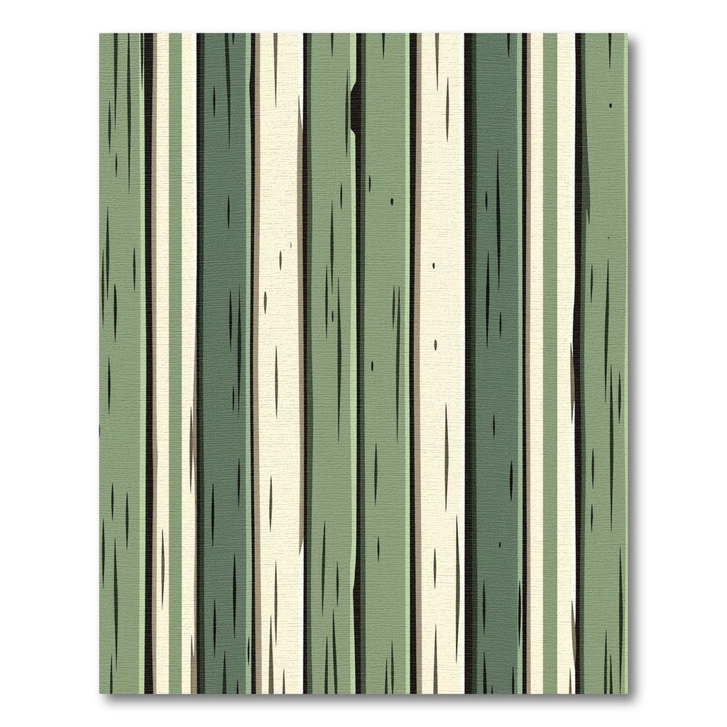 Modern Sage Vertical Wood Plank Striped Rug
