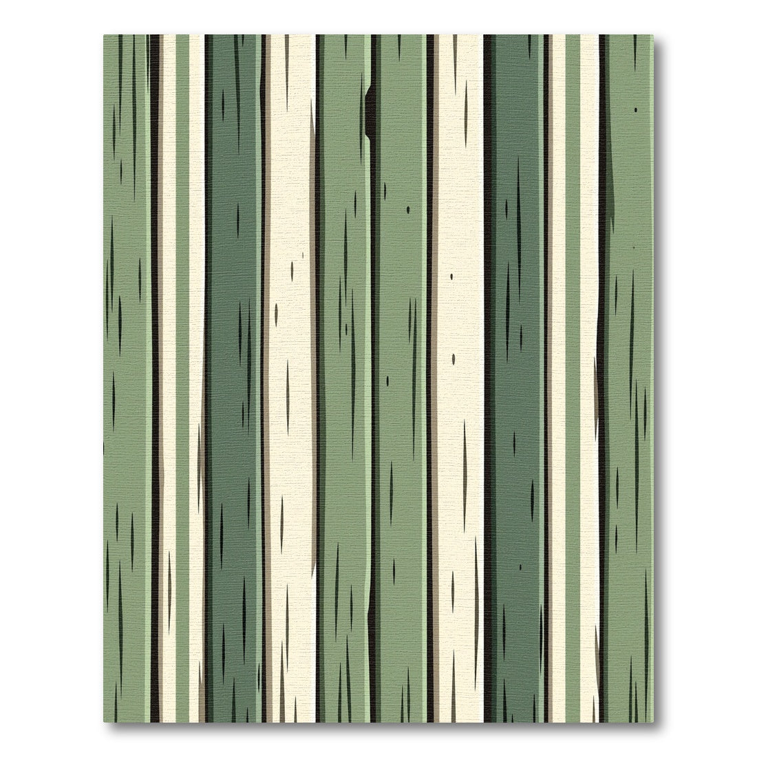 Modern Sage Vertical Wood Plank Striped Rug