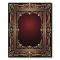 Ornate Regal Burgundy Gold Filigree Frame Rug