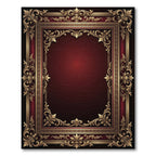 Ornate Regal Burgundy Gold Filigree Frame Rug