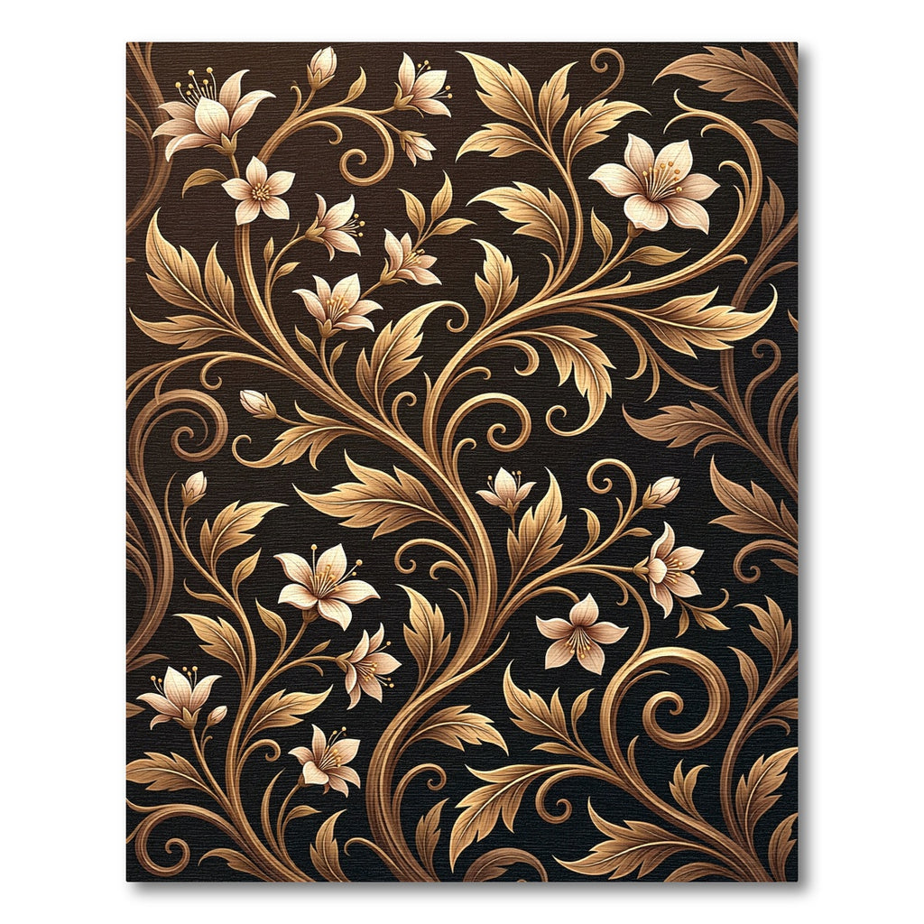 Golden Floral Acanthus Vine Rug
