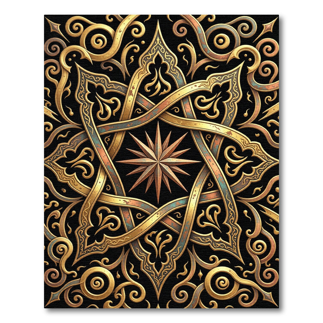 Gilded Celestial Star Ornate Filigree Rug