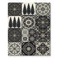 Monochromatic Filigree Tree Medallion Collage Rug
