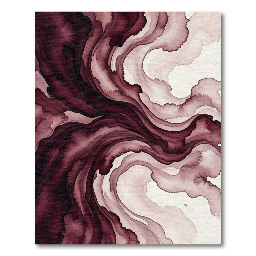 Deep Maroon Liquid Swirl Abstract Rug
