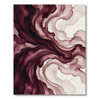 Deep Maroon Liquid Swirl Abstract Rug