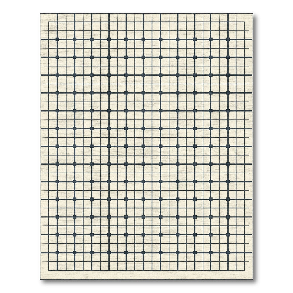 Gray Grid Geometric Square Composition Rug