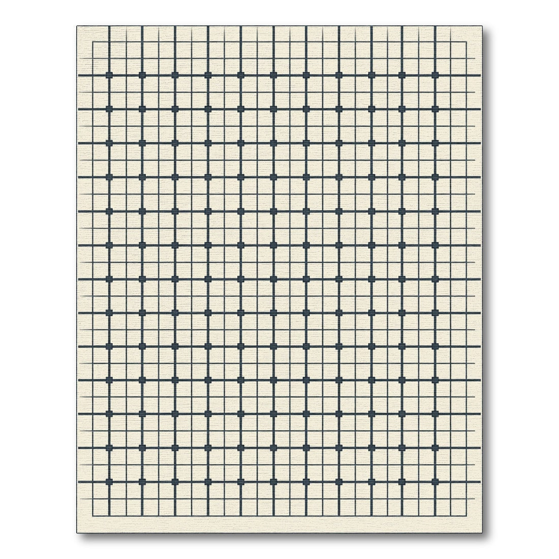Gray Grid Geometric Square Composition Rug