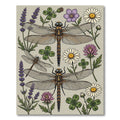 Dragonfly and Wildflower Botanical Illustration Rug