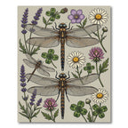 Dragonfly and Wildflower Botanical Illustration Rug