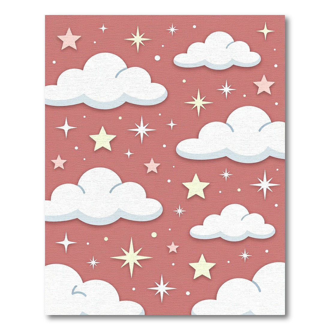 Whimsical Dusty Rose Starry Cloud Rug