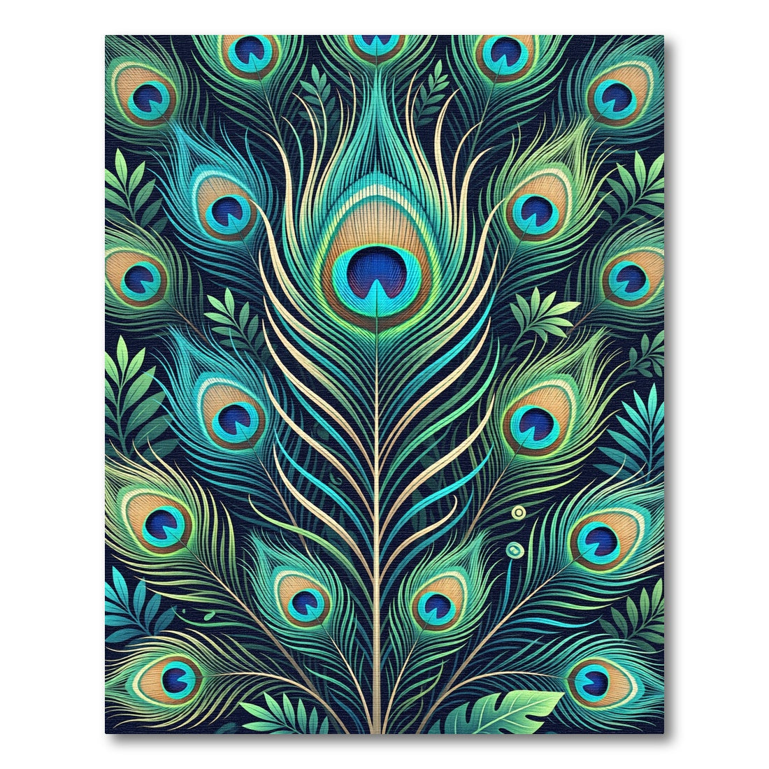 Vibrant Teal Peacock Feather Radiance Rug