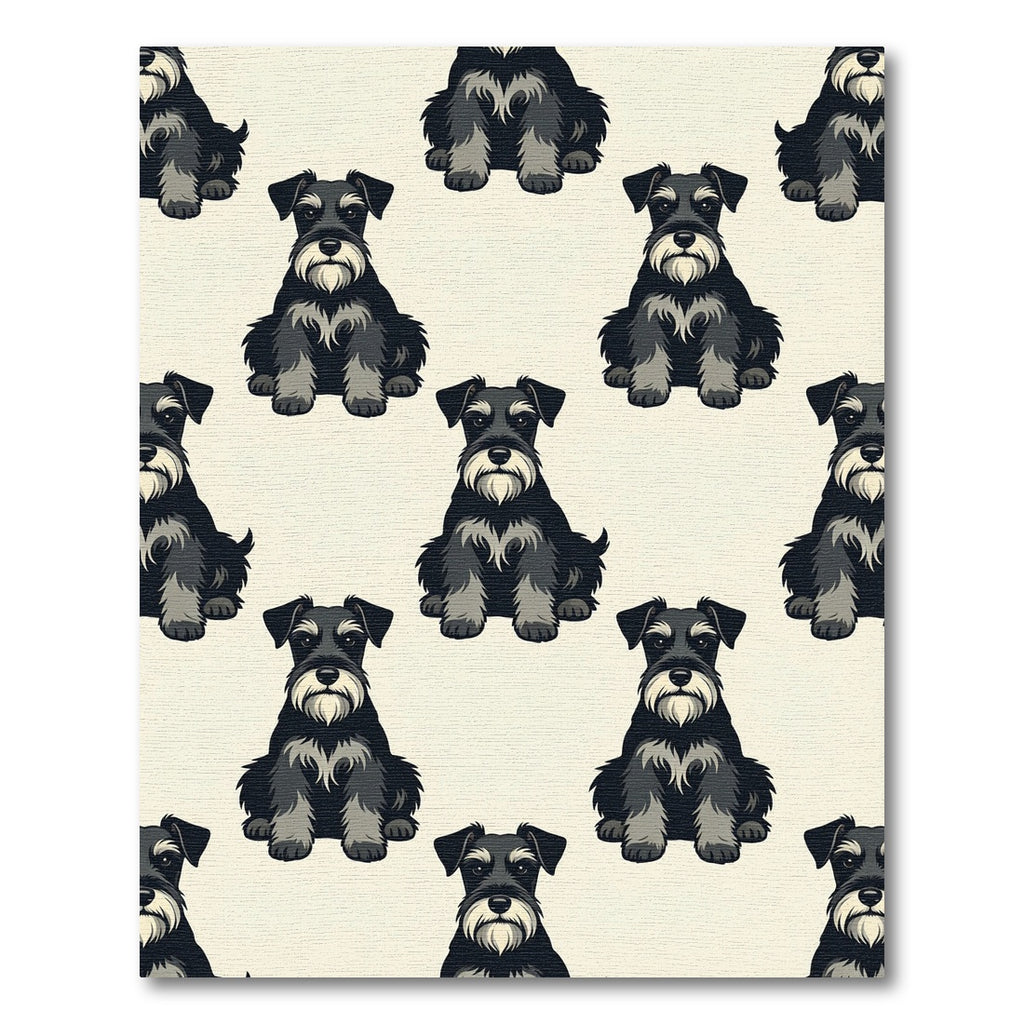 Cute Miniature Schnauzer Sitting Dog Illustration Rug