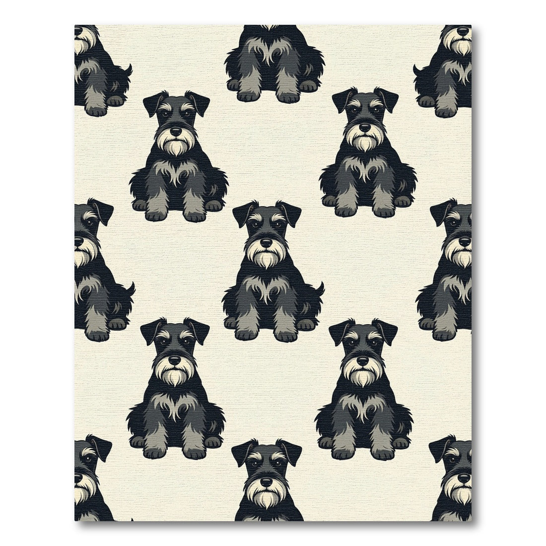 Cute Miniature Schnauzer Sitting Dog Illustration Rug