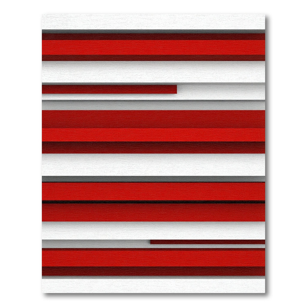 Bold Red White Horizontal Stripe Rug