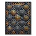 Metallic Gold and Silver Geometric Medallion Rug