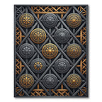 Metallic Gold and Silver Geometric Medallion Rug
