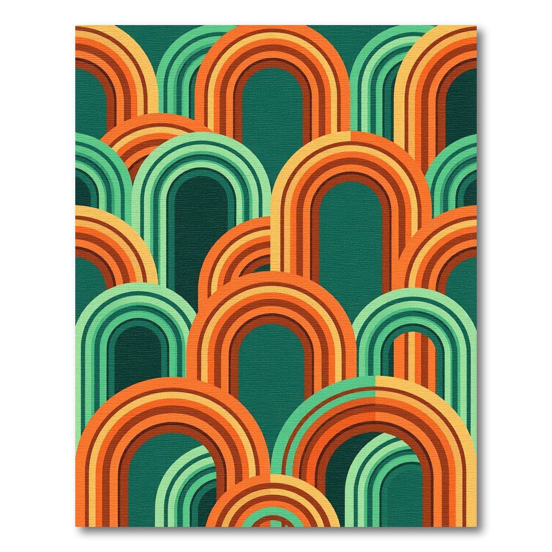 Mid-Century Arched Retro Forest Sage Rug