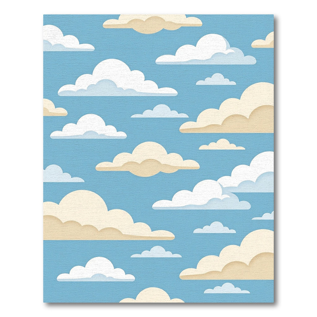 Whimsical Blue and Cream Cloudscape Rug