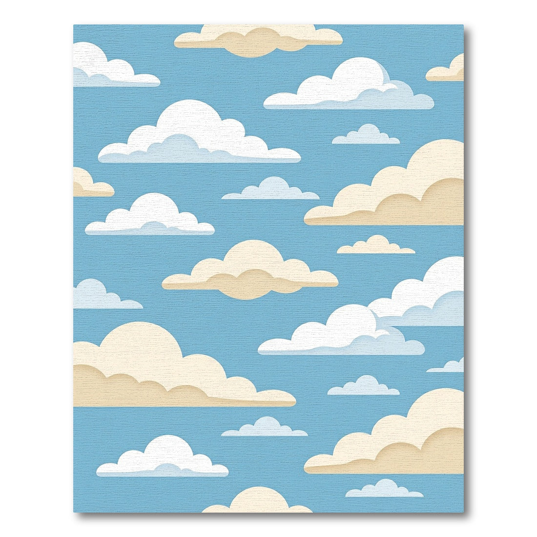 Whimsical Blue and Cream Cloudscape Rug
