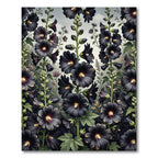 Dark Floral Garden Tall Stems Rug