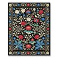 Midnight Floral Lotus and Rose Art Rug