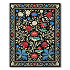 Midnight Floral Lotus and Rose Art Rug