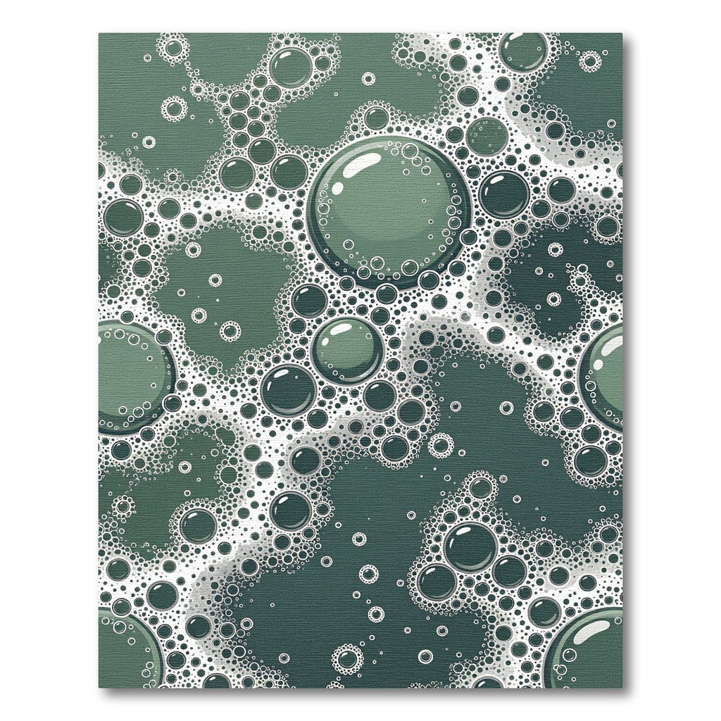 Ethereal Dark Green Bubbles Abstract Art Rug