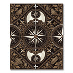 Ornate Compass Rose Fleur de Lis Rug