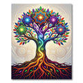 Vibrant Rainbow Tree Cosmic Star Mandala Rug