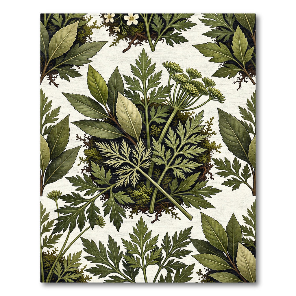 Green Botanical Leaf Cluster Rug