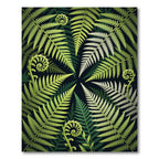 Lush Green Fern Frond Botanical Rug