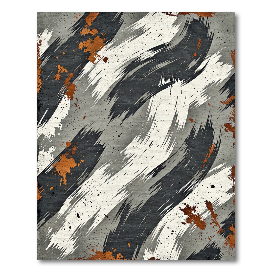 Abstract Brushstroke Orange Gray Rug
