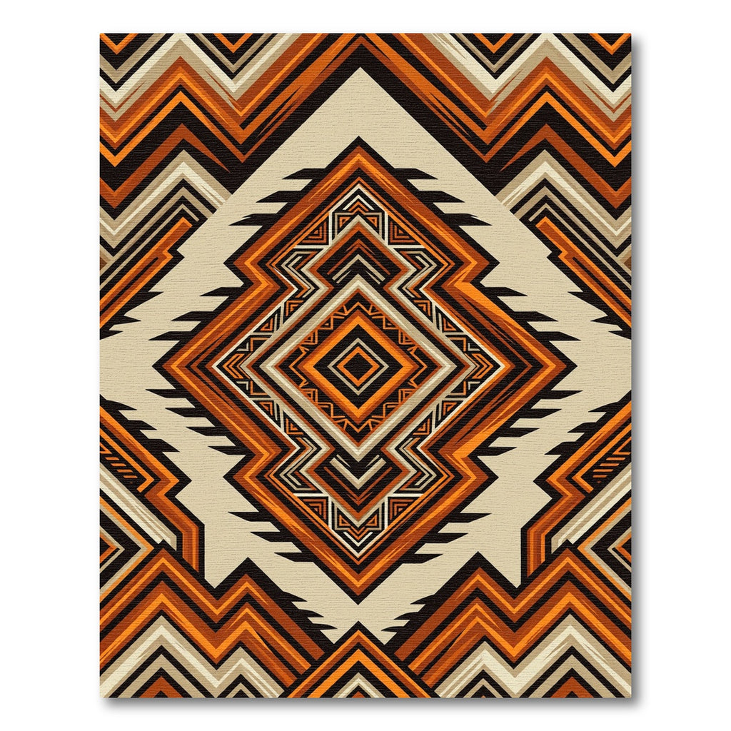 Bold Terracotta Geometric Aztec Diamond Rug