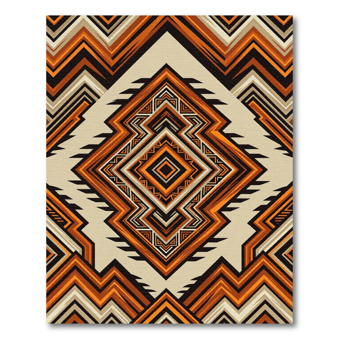 Bold Terracotta Geometric Aztec Diamond Rug